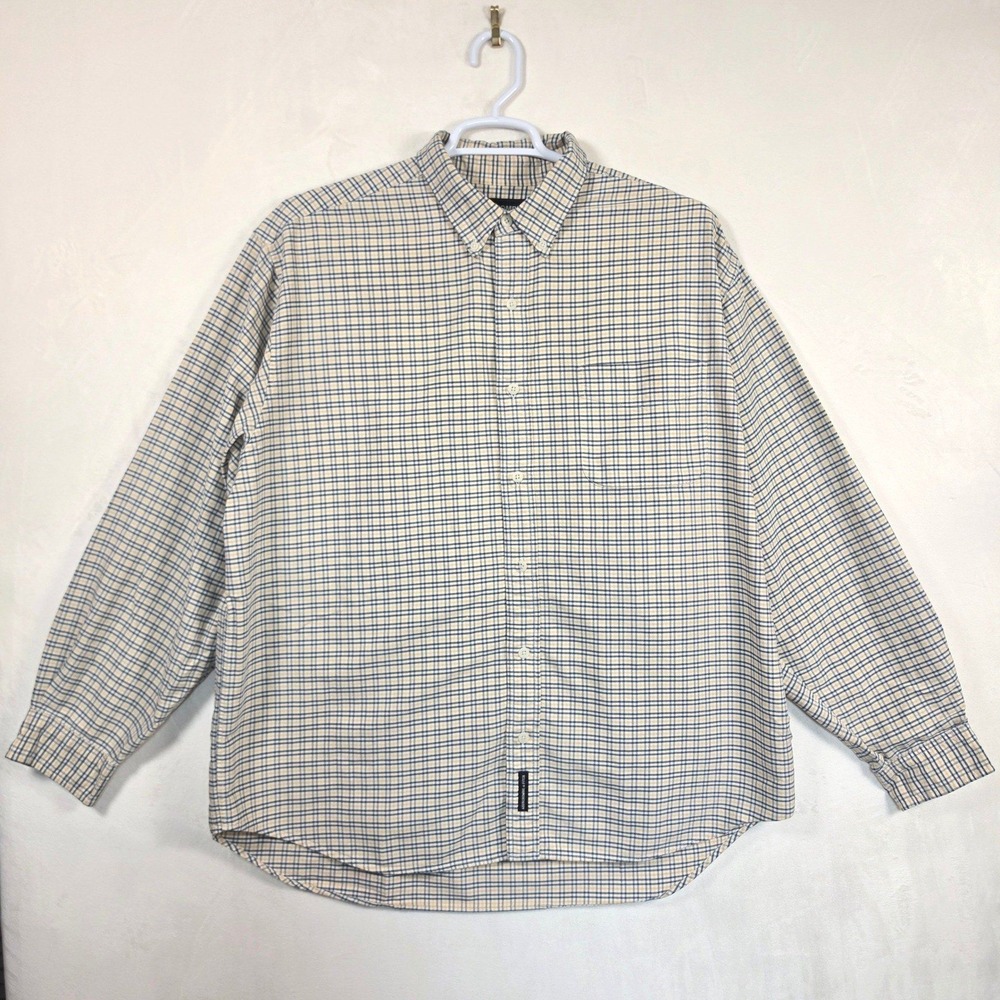 Abercrombie Fitch Button Shirt Mens L Yellow Plaid Preppy Y2K 90s Dad Church - Picture 5 of 16